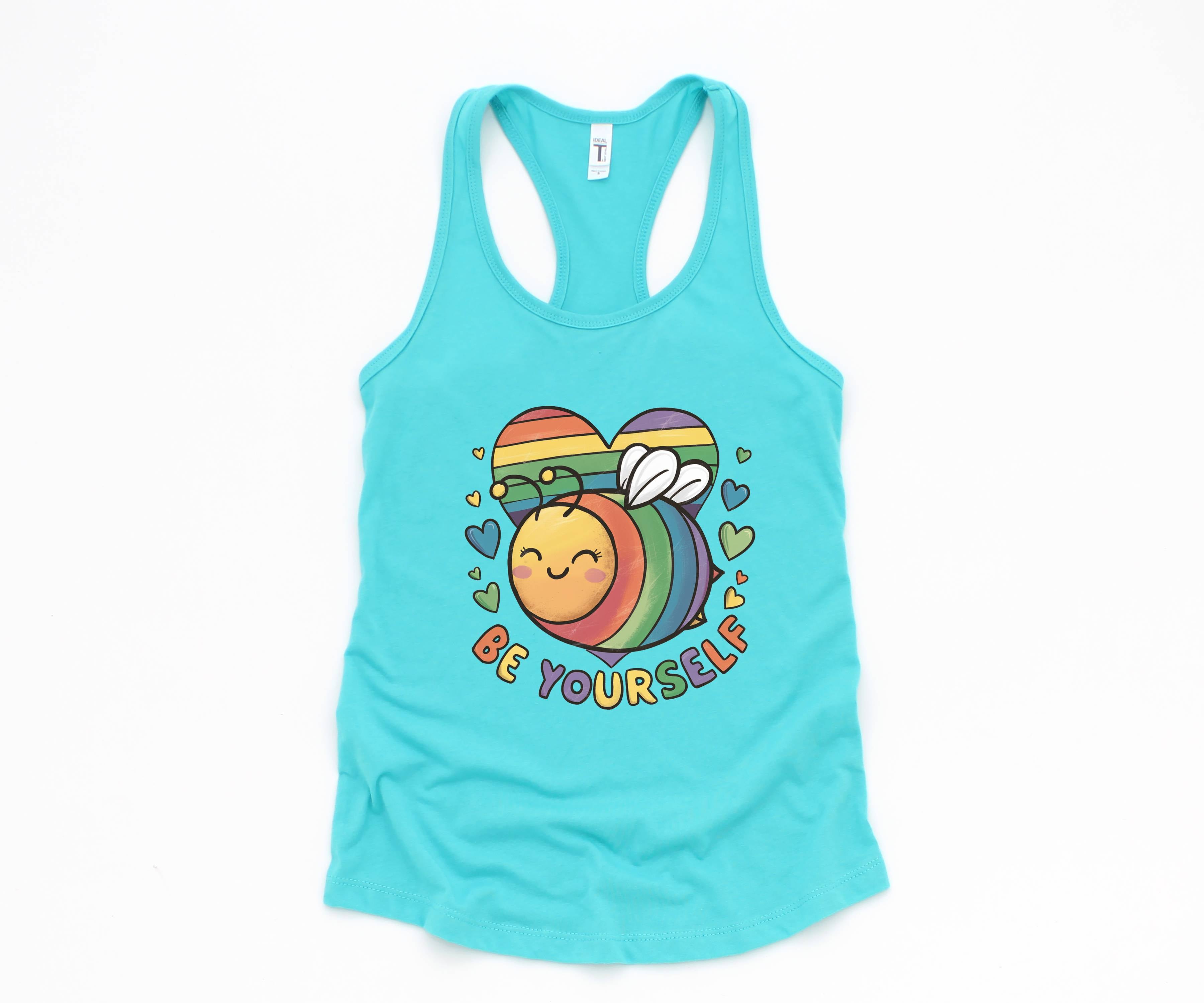 Cute LGBTQ Bee Tank Top, LGBTQ Pride Tank Top, Gay Pride Tank Top, Pride Month Tank Top, Love Is Love Tank Top, Rainbow Heart Tank Top