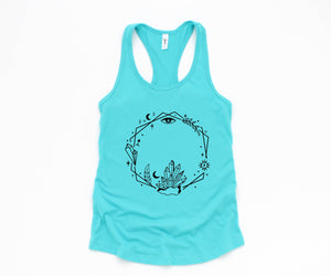 Wreath Tank Top, Witch Lover Tank Top, Crystal Tank Top, Mystic Tank Top, Spiritual Tank Top, Mystical Tank Top