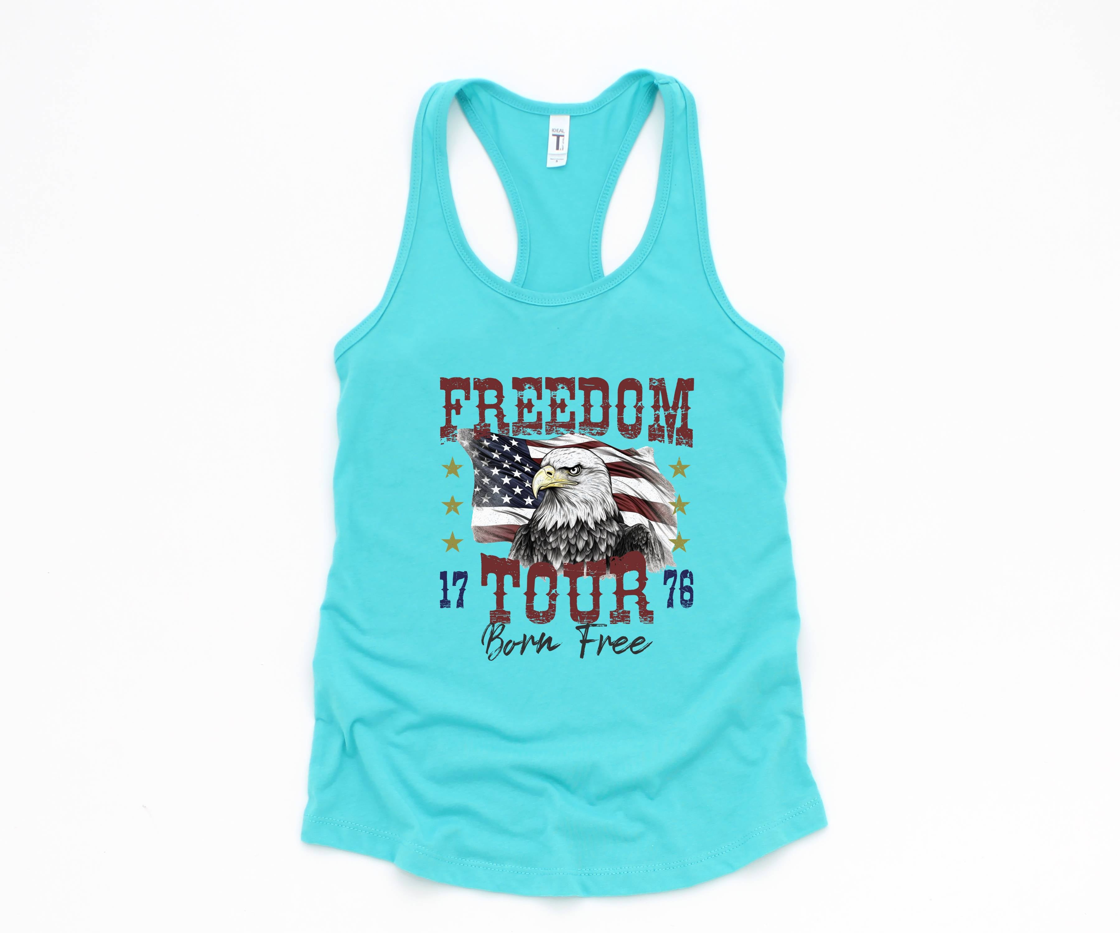 Freedom Tour Born Free Tank Top, USA Tank Top, Independence Day, 4th Of July Tank Top, USA Shirt, Fourth Of July Outfit, Bald Eagle Shirt