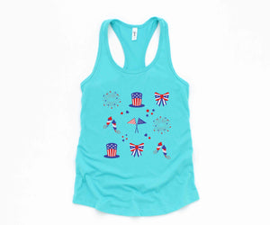 American Tank Top, America Map Tank Top, Fireworks Tank Top, Bow Tank Top, 4th Of July Tank Top, Independence Day Tank Top, Memorial Tank