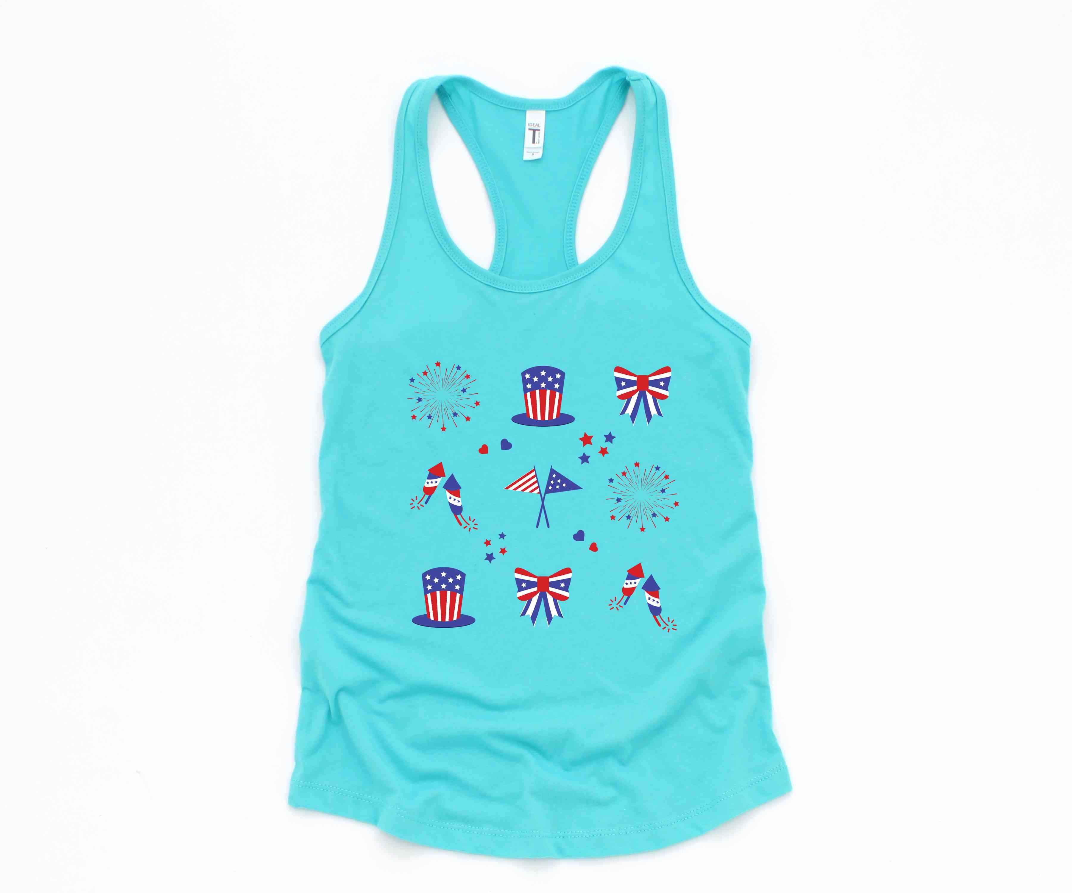 American Tank Top, America Map Tank Top, Fireworks Tank Top, Bow Tank Top, 4th Of July Tank Top, Independence Day Tank Top, Memorial Tank