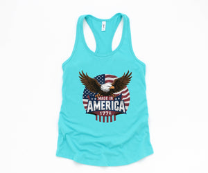 America Eagle Crop Tank Top, Memorial Day, July 4th Crop top, Womens 1776 July Patriotic Shirt, Womens July 4th tshirts