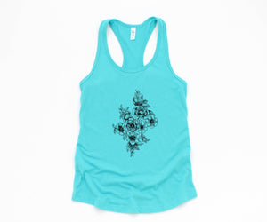 Flower Tank Top, Wild Flower Tank Top, Summer Tank Top, Mothers Day Tank Top, Yoga Tank Top, Gift For Mom, Floral Tank Top