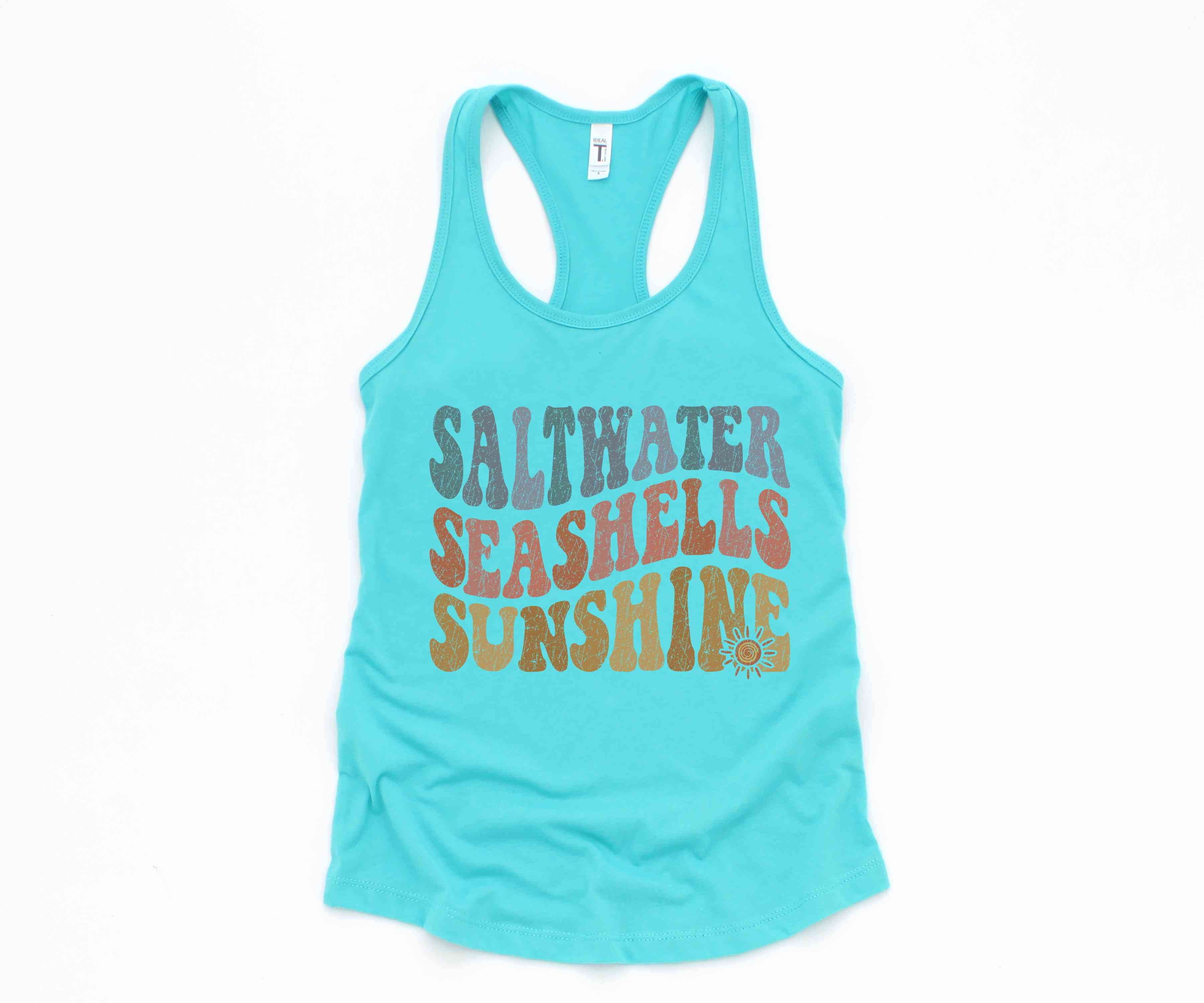 Saltwater Seashells Sunshine Tank Top, Hello Summer, Travel Tee, Summer Clothing, Sunshine Shirt, Beach Top, Summer Tank Tops, Beach Vibes