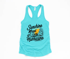 Sunshine Mixed With a Little Hurricane Shirt, Beach lover shirt, Summer Tank, Beach Tank Top, Nature Lover Tank Top