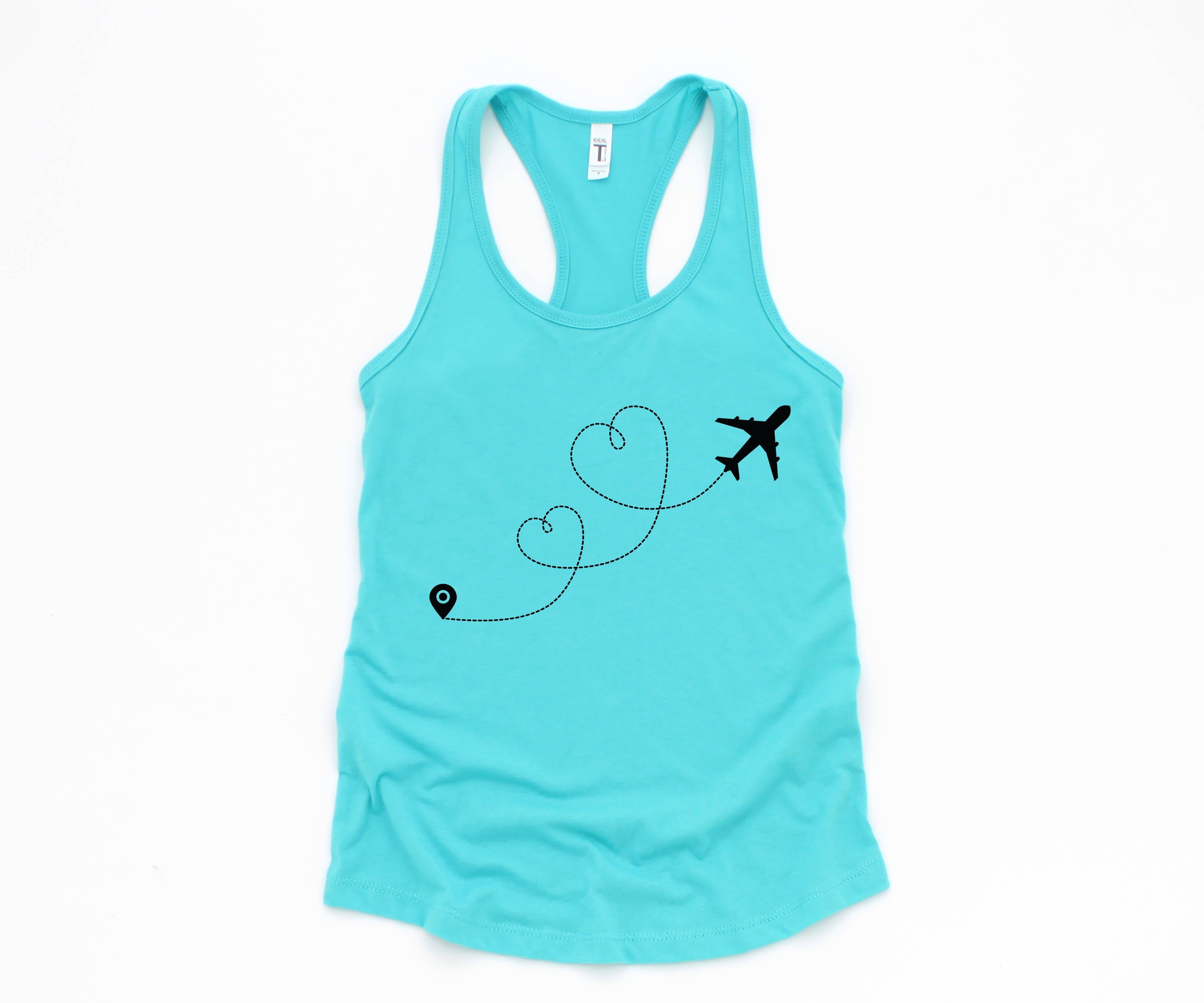 Airplane Heart Tank Top, Plane Lover Tank Top, Adventurer Tank Top, Vacation Tank Top, Travel Lover Tank Top, Destination Tank Top