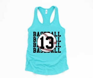 Personalized Baseball Tank, Baseball Racerback Tank Top, Custom Baseball Number Tank Top, Baseball Mom Racerback, Custom Baseball Mom Shirt