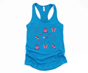 American Tank Top, America Map Tank Top, Fireworks Tank Top, Bow Tank Top, 4th Of July Tank Top, Independence Day Tank Top, Memorial Tank