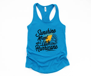 Sunshine Mixed With a Little Hurricane Shirt, Beach lover shirt, Summer Tank, Beach Tank Top, Nature Lover Tank Top