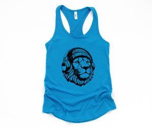 Lion Tank Top, Music Tank Top, Animals Lover Tank Top, Cute Animal Tank Top, Cat Lover Tank Top, Big Cat Tank Top, Music Cat Tank Top