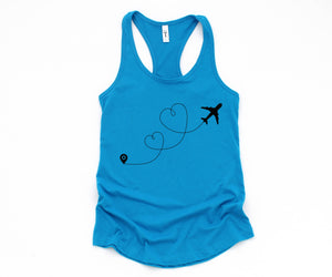 Airplane Heart Tank Top, Plane Lover Tank Top, Adventurer Tank Top, Vacation Tank Top, Travel Lover Tank Top, Destination Tank Top