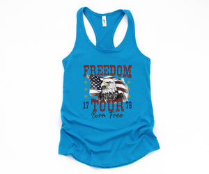 Freedom Tour Born Free Tank Top, USA Tank Top, Independence Day, 4th Of July Tank Top, USA Shirt, Fourth Of July Outfit, Bald Eagle Shirt