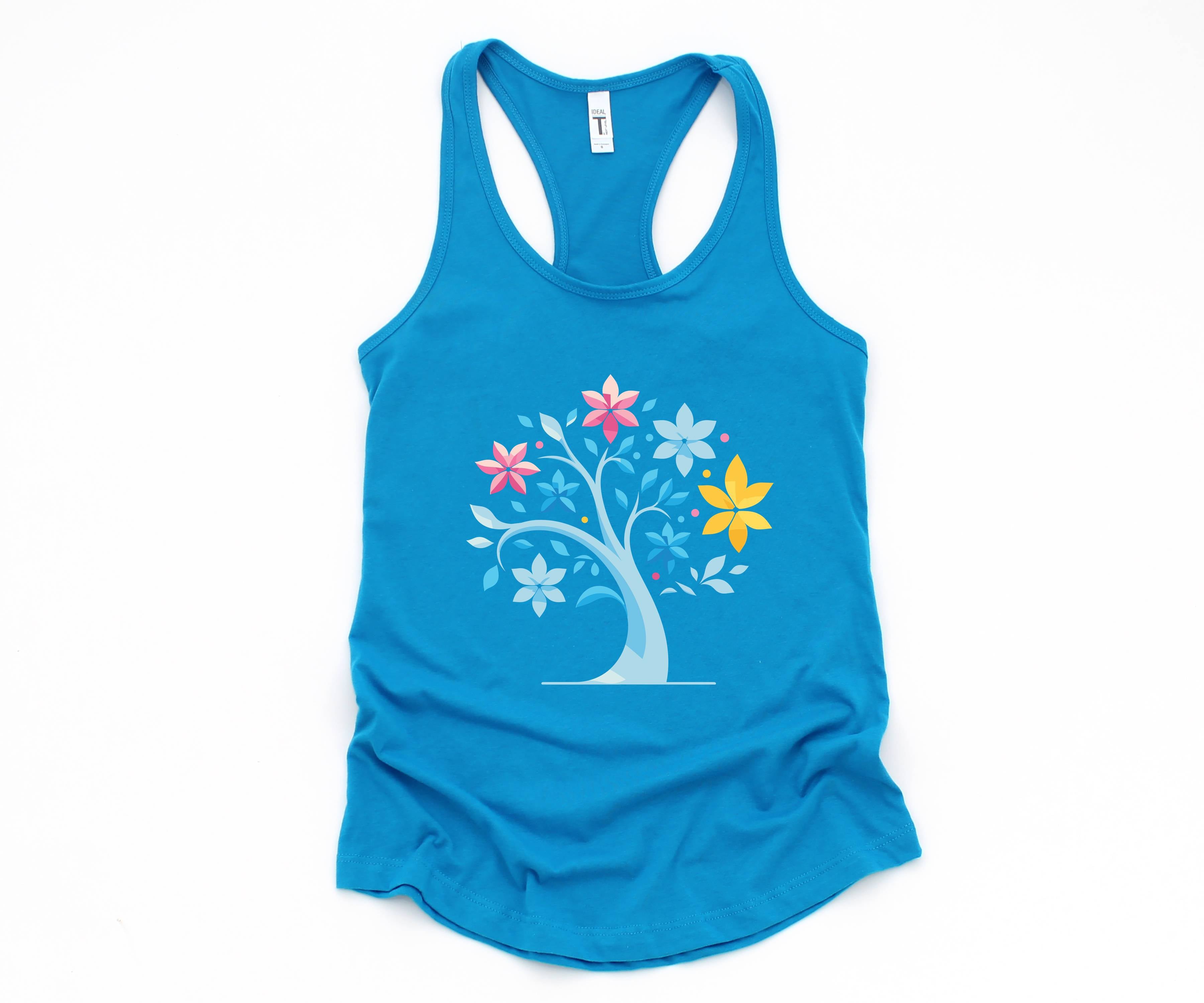 Sakura Tree Tank Top, Pansexual Pride Tank Top, Cute Sakura tree tank, Flowers Bloom Tank, Pansexual Tank Top