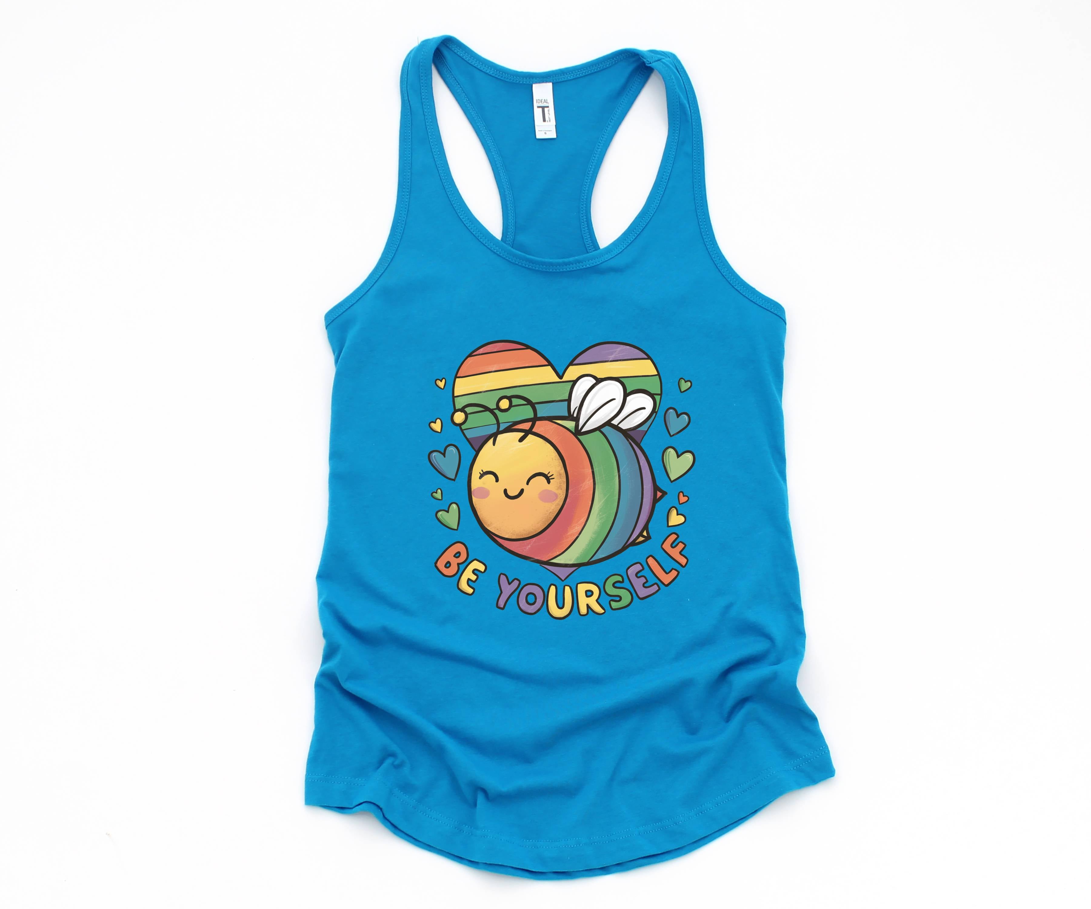 Cute LGBTQ Bee Tank Top, LGBTQ Pride Tank Top, Gay Pride Tank Top, Pride Month Tank Top, Love Is Love Tank Top, Rainbow Heart Tank Top