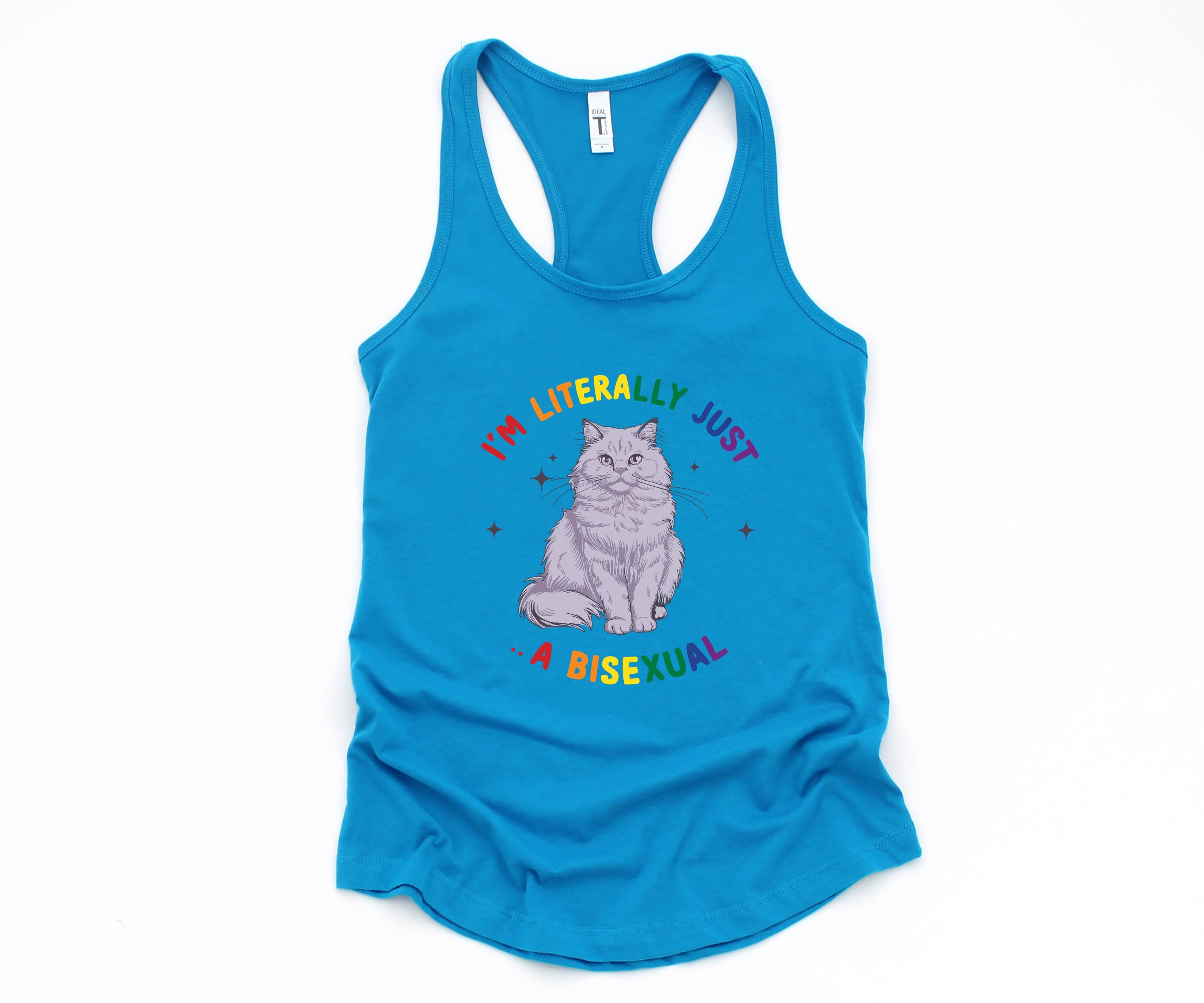 Funny I'm literally just a bisexual Queer Tank, Bi pride Tank, Bisexual Tank, Funny Cat Tank, Pride Tank, Queer Tank, Cat Owner Gift