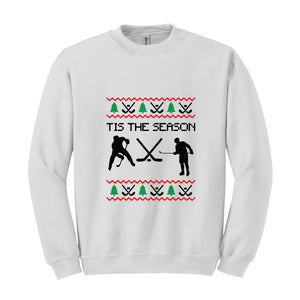 Tis the Season Christmas Hockey Shirt, Funny Ugly Sweater, Christmas Shirt, Holiday Hockey Player Shirt, Hockey Fans Shirt, Winter Shirt