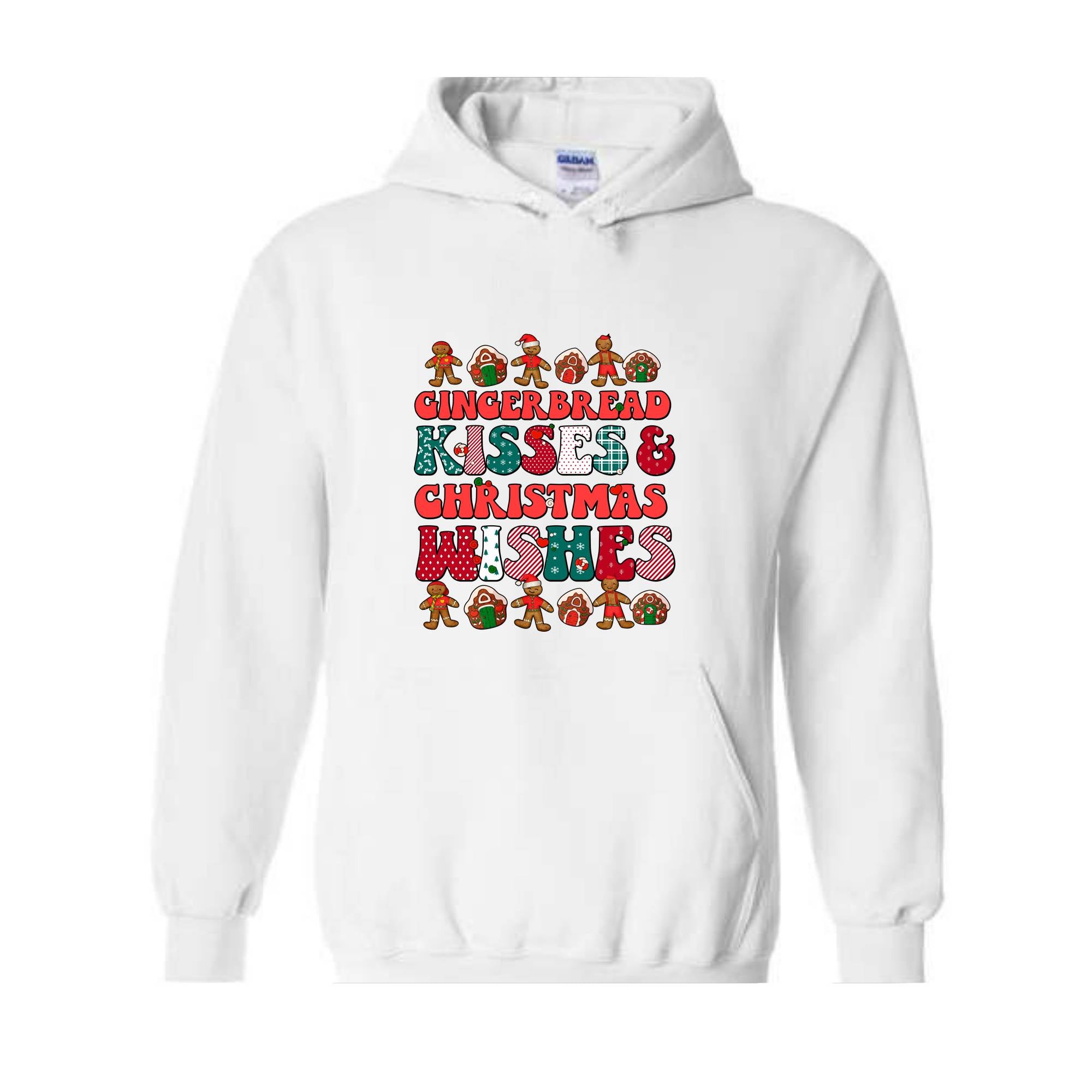 Gingerbread Kisses & Christmas Wishes Hoodie, Christmas Crewneck, Gingerbread Hoodie, Cute Christmas Hoodie, Christmas Gift