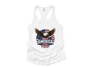 America Eagle Crop Tank Top, Memorial Day, July 4th Crop top, Womens 1776 July Patriotic Shirt, Womens July 4th tshirts