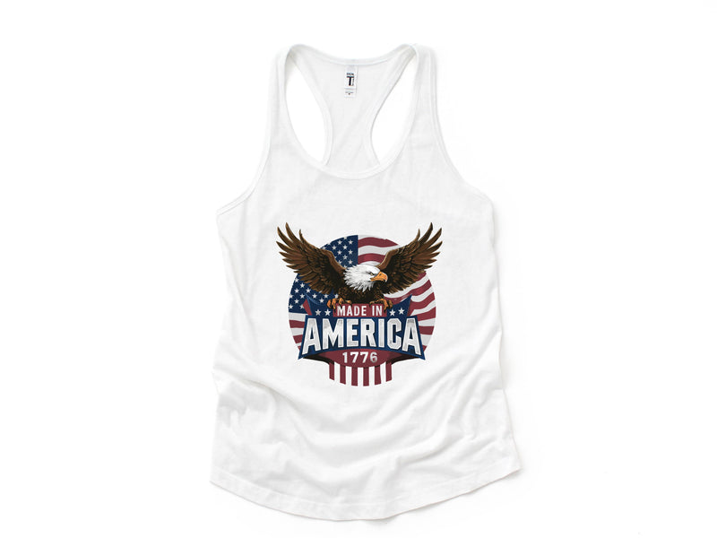 America Eagle Crop Tank Top, Memorial Day, July 4th Crop top, Womens 1776 July Patriotic Shirt, Womens July 4th tshirts