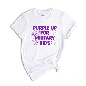 Purple Up for Military Kids Crewneck Sweatshirt, Military Child Month Awareness Shirt, Military Gifts for Kids, Military Kids Cotton Shirt