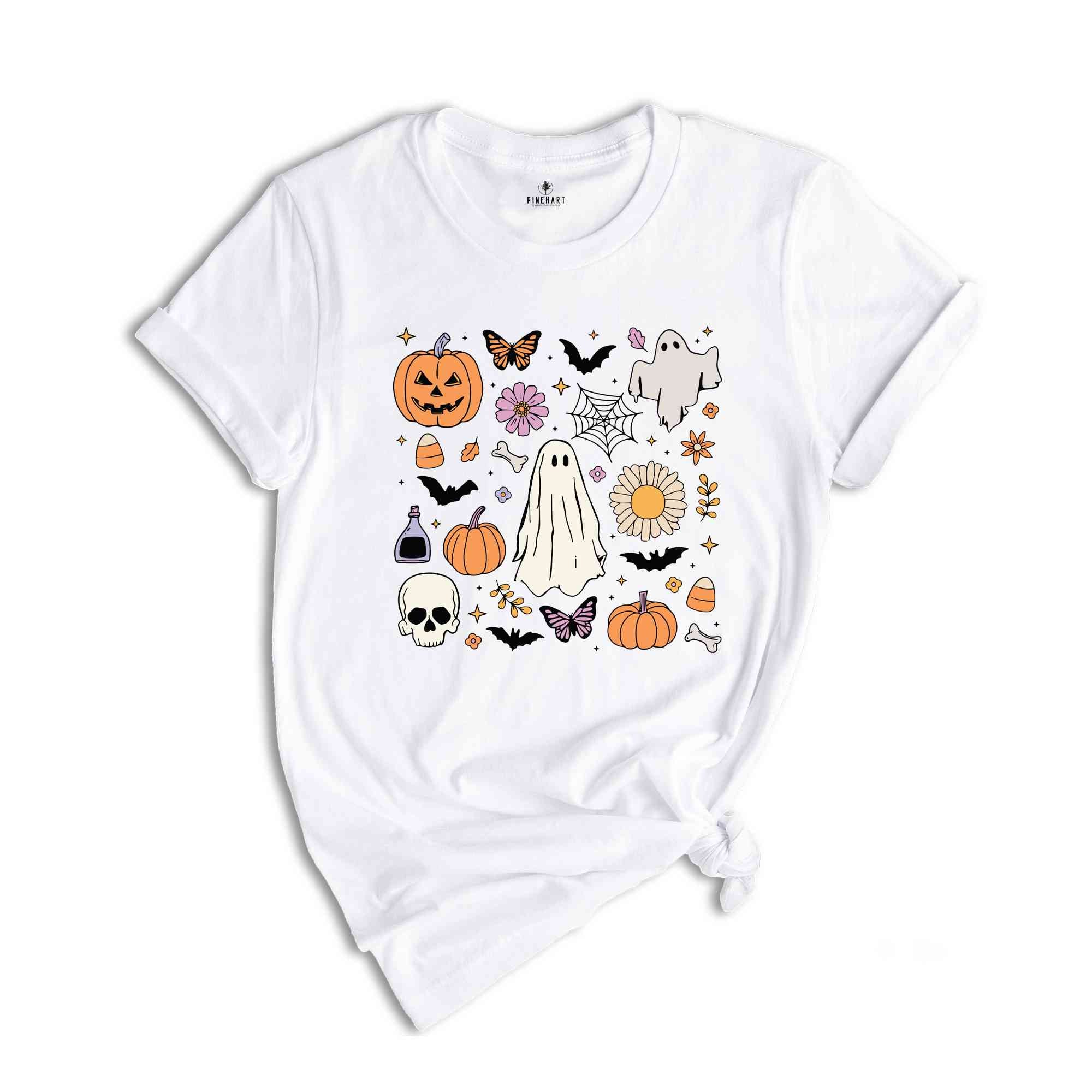 Cute Halloween Theme T-Shirt, Halloween Shirt, Cute Halloween Gifts, Fall Shirt, Spooky Season Tee, Ghost Halloween Shirt