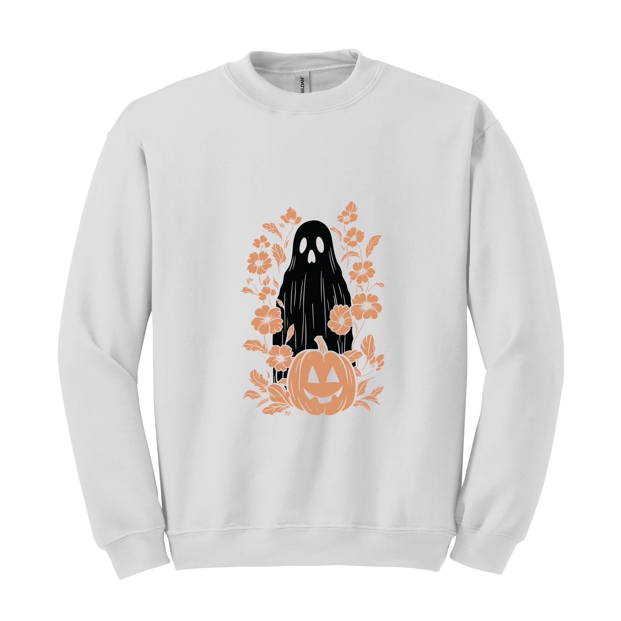 Floral Ghost Halloween Sweatshirt, Halloween Autumn Hoodie, Pumpkin Hoodie, Ghost Sweatshirt, Halloween Gifts