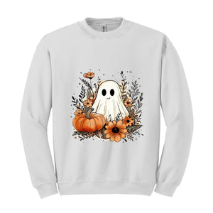 Floral Ghost Sweatshirt, Fall Ghost Sweatshirt, Fall Crewneck, Halloween Sweater, Boo Sweatshirt, Ghost Sweatshirt, Cute Fall Sweater