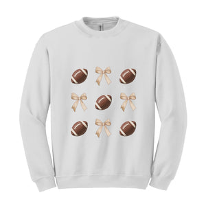 Brown Coquette Football Sweatshirt, Football Mom Hoodie, Sports Mom Gift, Gameday Hoodie, Football Gift, Football Bow Tee, Football Hoodie