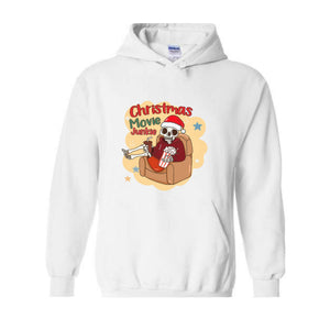 Christmas Movie Junkie Sweatshirt, Christmas Tree Sweatshirt, Christmas Movie Lover Cozy Sweatshirt, Womens Christmas Sweater