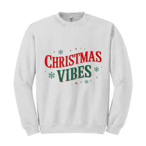 Retro Christmas Vibes Sweatshirt, Womens Christmas Sweatshirt, Holiday Sweater, Cute Christmas Sweatshirt, Christmas Gift, Winter Shirt