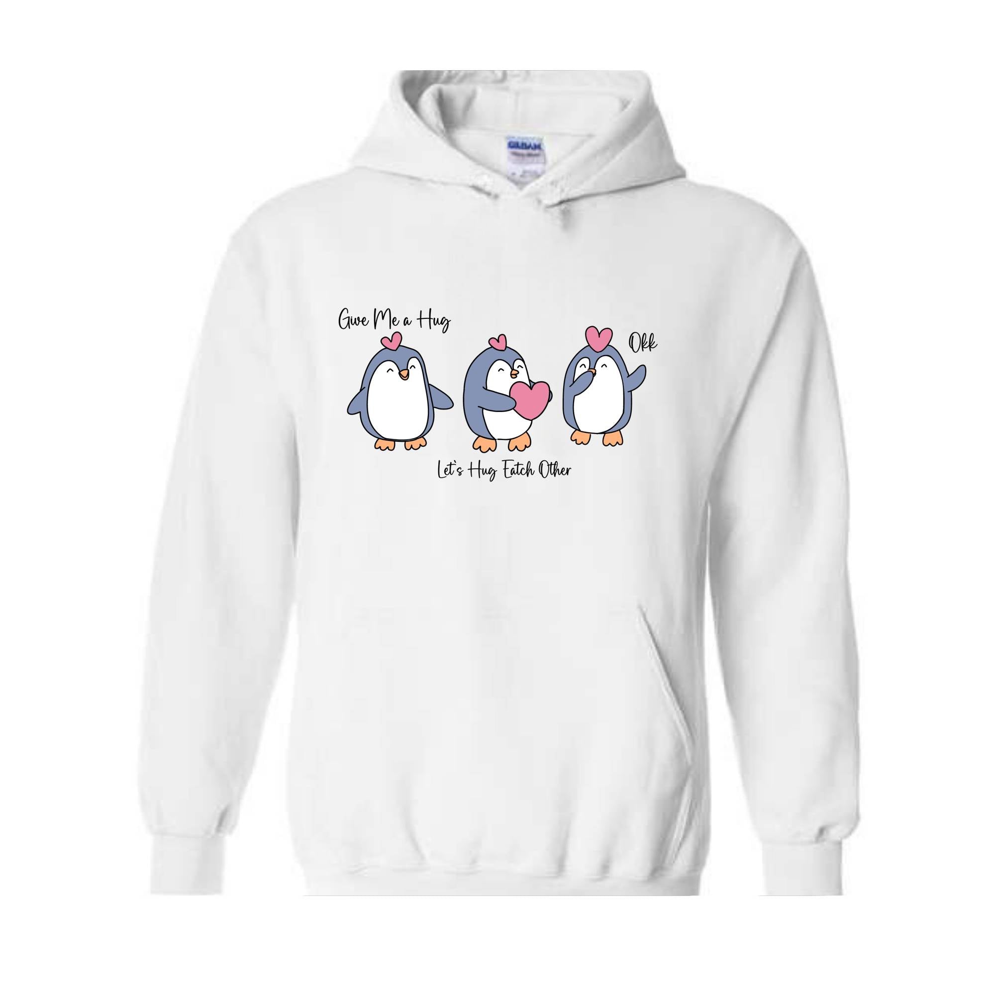 Penguins Sweater, Funny Sweater, Trendy Sweater, Hearts Sweatshirt, Happy Valetine, Funny Valetine, Cute Sweater, Hug Me Sweater