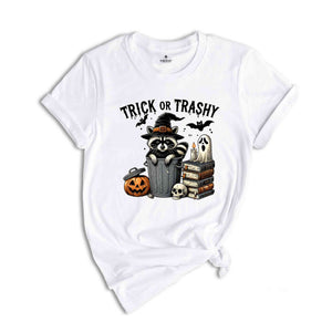 Trick Or Trashy Raccoon Halloween Shirt, Cute Raccoon T-shirt, Retro Raccoon Tee, Halloween Raccoon Tee, Pumpkin Gift