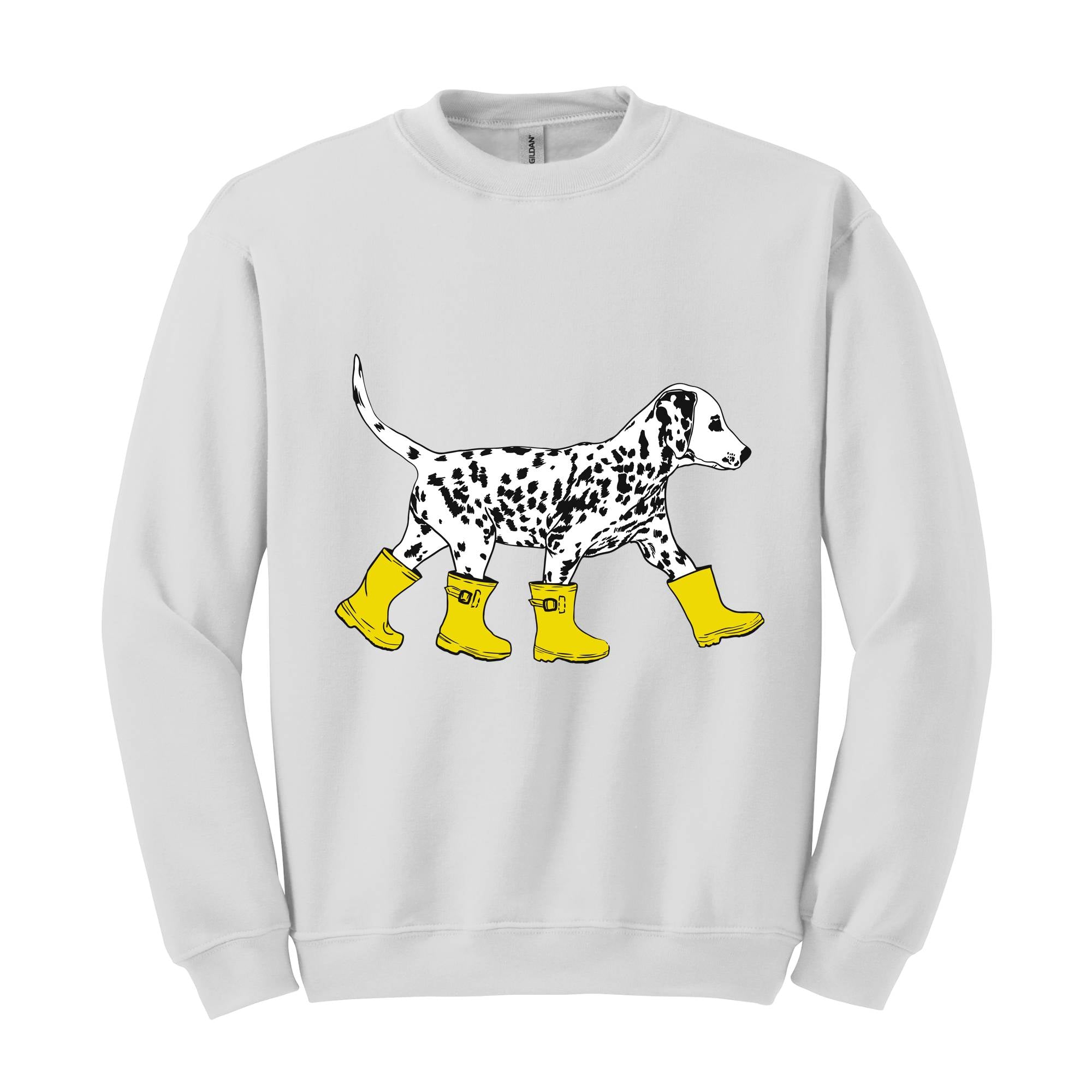 Dog in Boots Sweatshirt, Cute Dalmation Dog Hoodie, Dog Lover Hoodie, Winter Dog Sweater, Dalmation Dog Hoodie, Dog Lover Hoodie