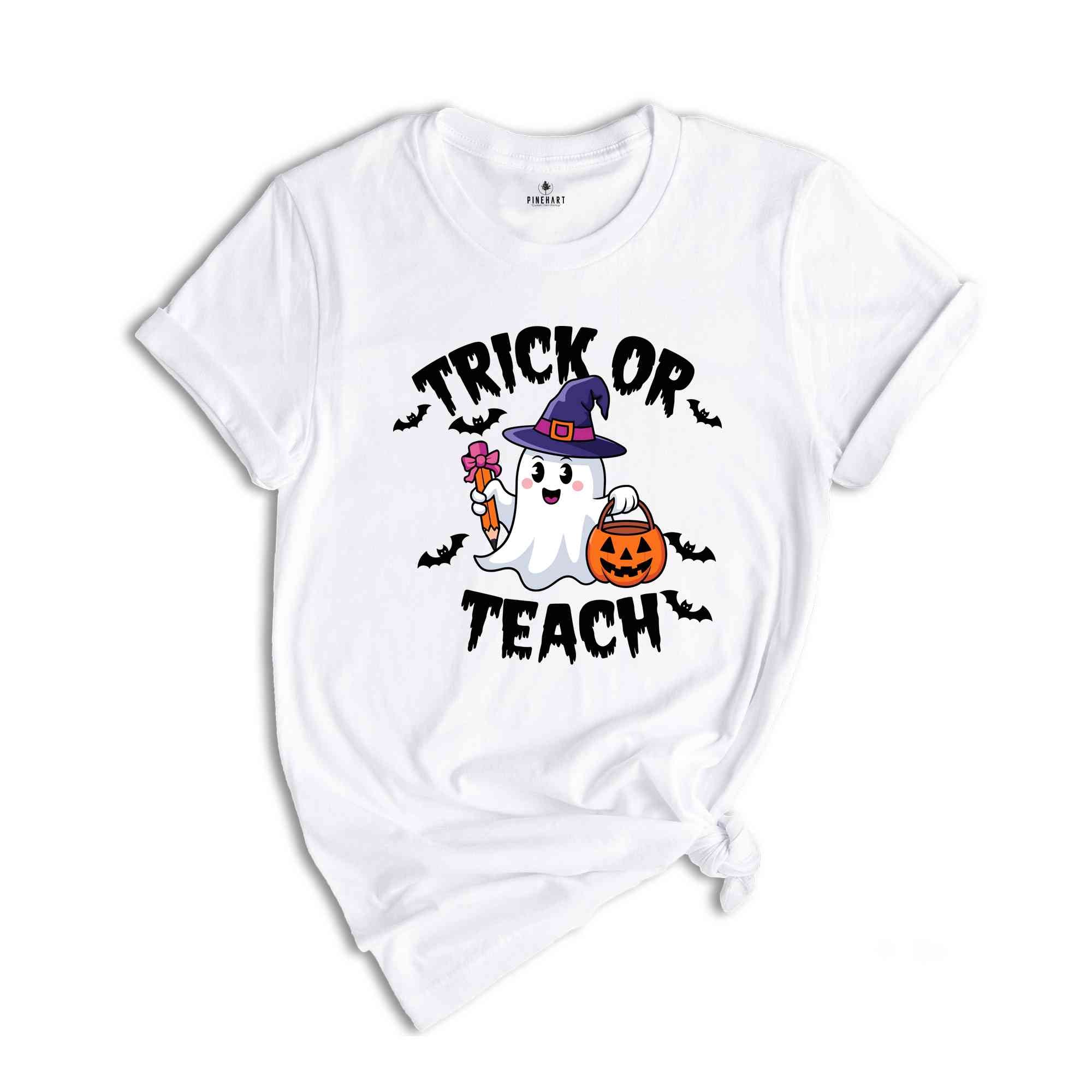 Trick or Teach Shirt, Teacher Halloween Shirt, Halloween Teacher Shirt, Spooky Teacher Shirt, Retro Ghost Teacher Shirt