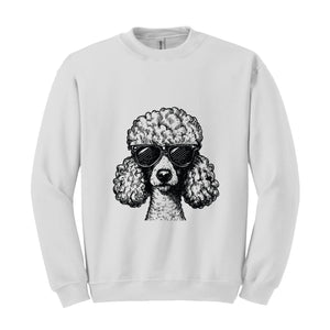 Funny Poodle With Sunglasses Sweatshirt, Hipster Poodle Dog Hoodie, Dog Mom Hoodie, Gifts For Dog Lovers