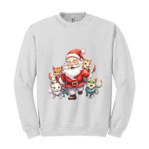 Vintage Santa Cats Christmas Sweatshirt, Retro Christmas Sweatshirt, Vintage Christmas Sweatshirt, Christmas Sweatshirt, Santa Sweatshirt