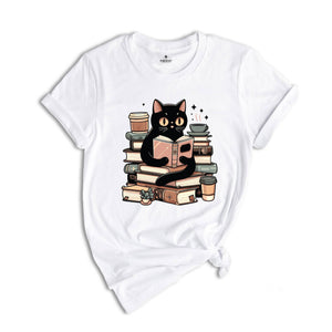 Cats Books Shirt, Cat Shirt, Black Cat Shirt, Cool Cat Shirt, Cat Lover Shirt, Retro Cat Shirt, Teacher Cat Shirt, Books Lover Shirt