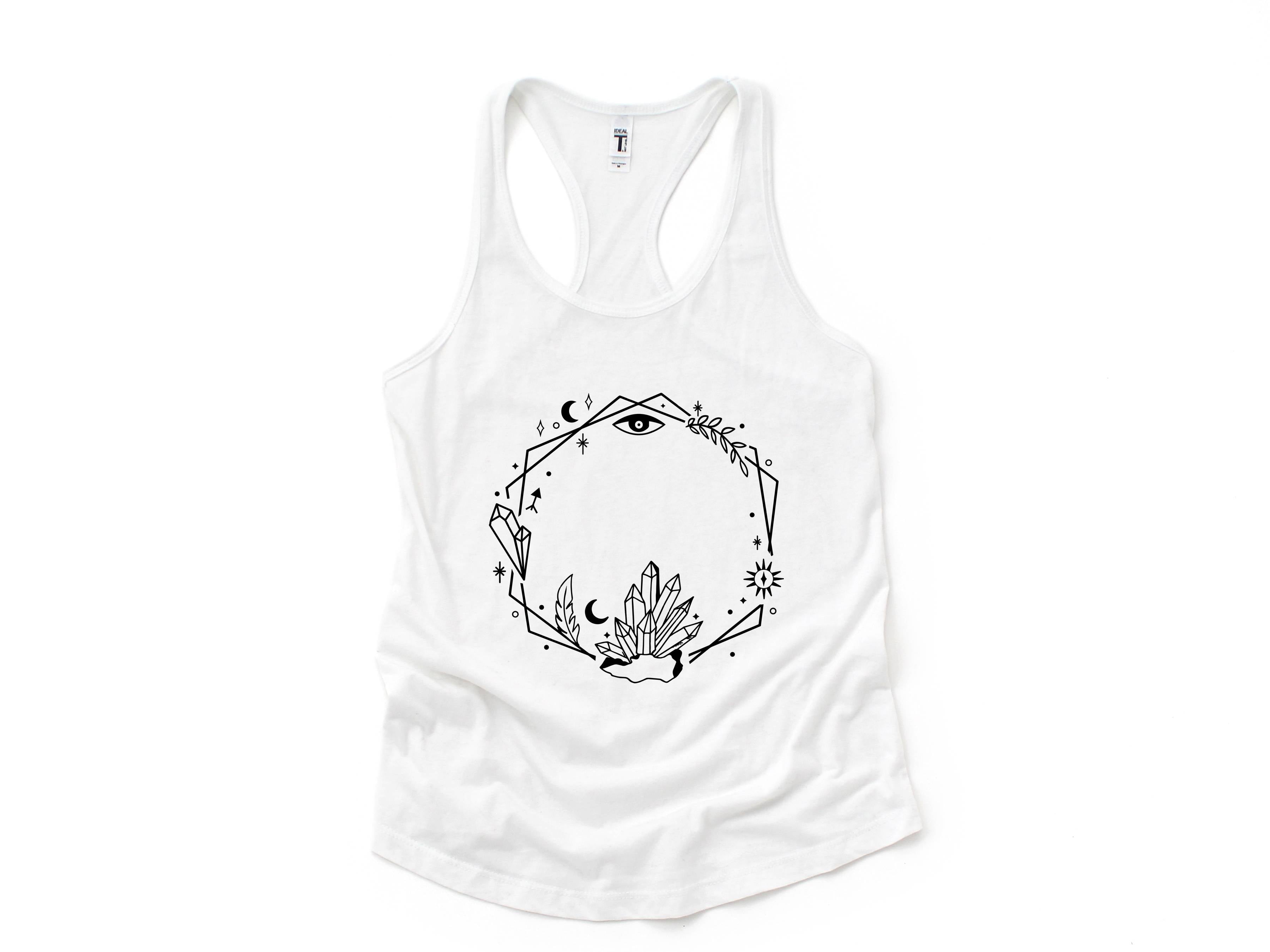 Wreath Tank Top, Witch Lover Tank Top, Crystal Tank Top, Mystic Tank Top, Spiritual Tank Top, Mystical Tank Top