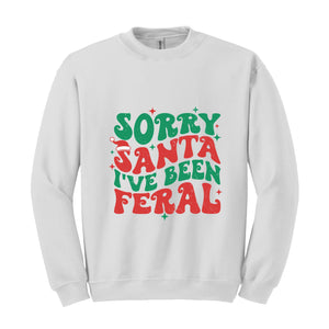 Sorry Santa I've Been Feral Sweatshirt, Funny Christmas Sweatshirt, Christmas Vibes Sweater, Cute Christmas Sweatshirt