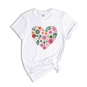 Flower Heart Shirt, Wild flowers Shirt, Flower Shirt, Sunflower Shirt, Summer Shirts, Love Shirt, Floral Heart Shirt