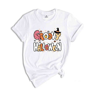 Groovy Halloween Shirt, Retro Halloween Shirt, Spooky Season Shirt, Cute Ghost Shirt, Fall Rainbow Shirt, Autumn Shirt, Halloween Shirt