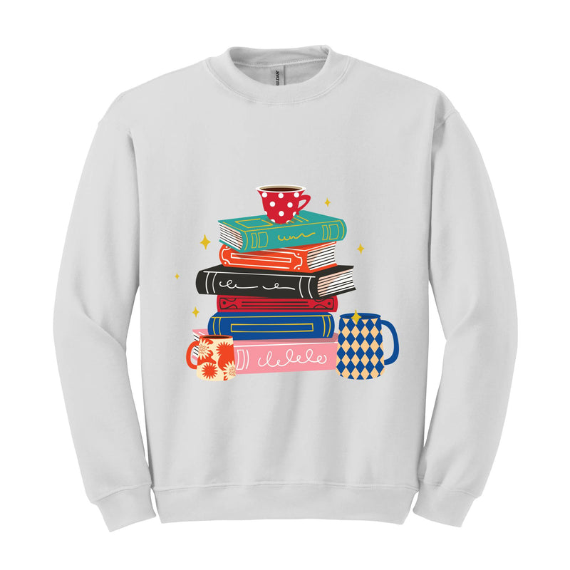 Coffee And Books Sweatshirt, Bookish Hoodie, Gift For Teacher, Librarian Sweater, Cute Books And Coffee Hoodie