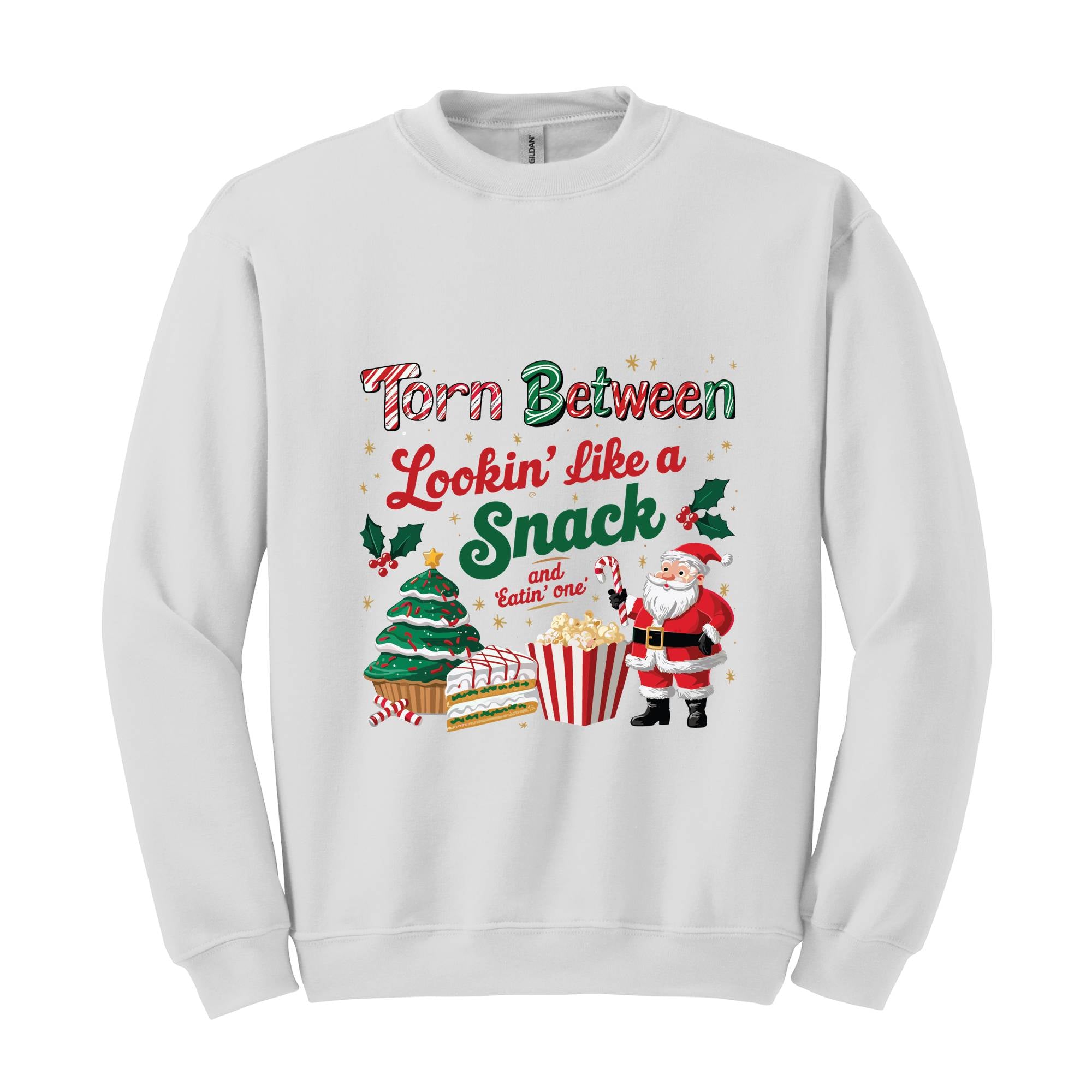 Torn Between Looking Like A Snack Or Eating One Sweatshirt, Christmas Shirt, Funny Christmas Gift Sweatshirt,Gym Workout Hoodie