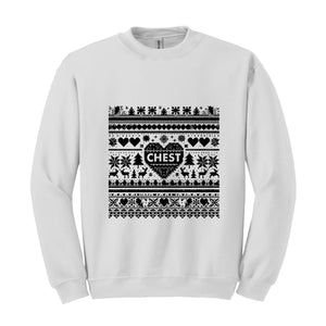 Chest Nuts Christmas Couple Sweatshirts, Funny Matching Couple Sweatshirt for Christmas, His and Hers Ugly Sweater For Couples