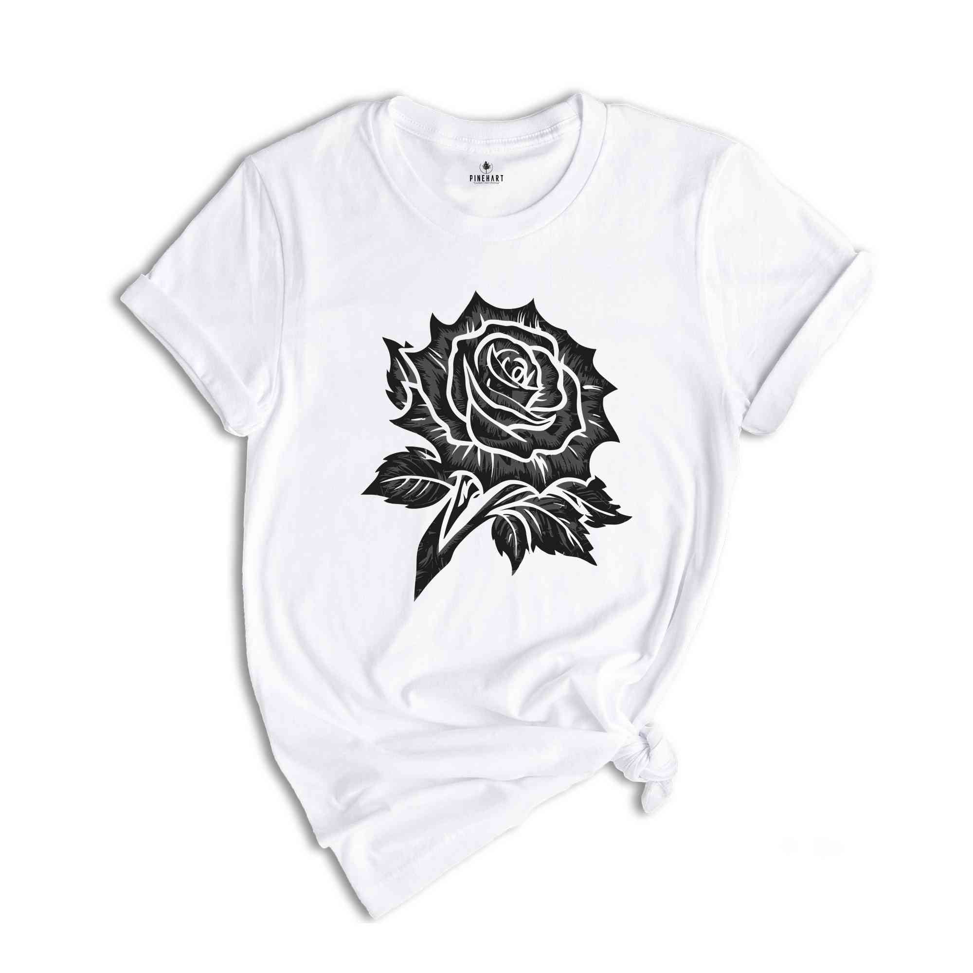 Aesthetic Rose Shirt, Black Rose Shirt, Comfort Colors Tshirt, Floral Graphic Tee, Boho Tee,Festival Clothing