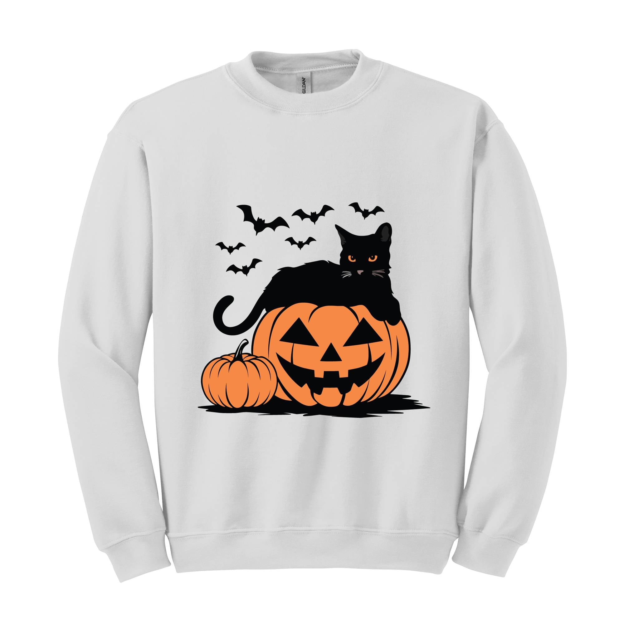 Pumpkin Sweatshirt, Black Cat Halloween Sweatshirt, Retro Halloween Hoodie, Halloween Sweatshirt, Vintage Black Cat Sweatshirt