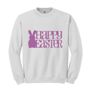 Happy Easter Sweatshirt, Rabbit Sweatshirt, Easter Sweater, Spring Sweatshirt, Easter Gift, Happy Rabbit Sweater