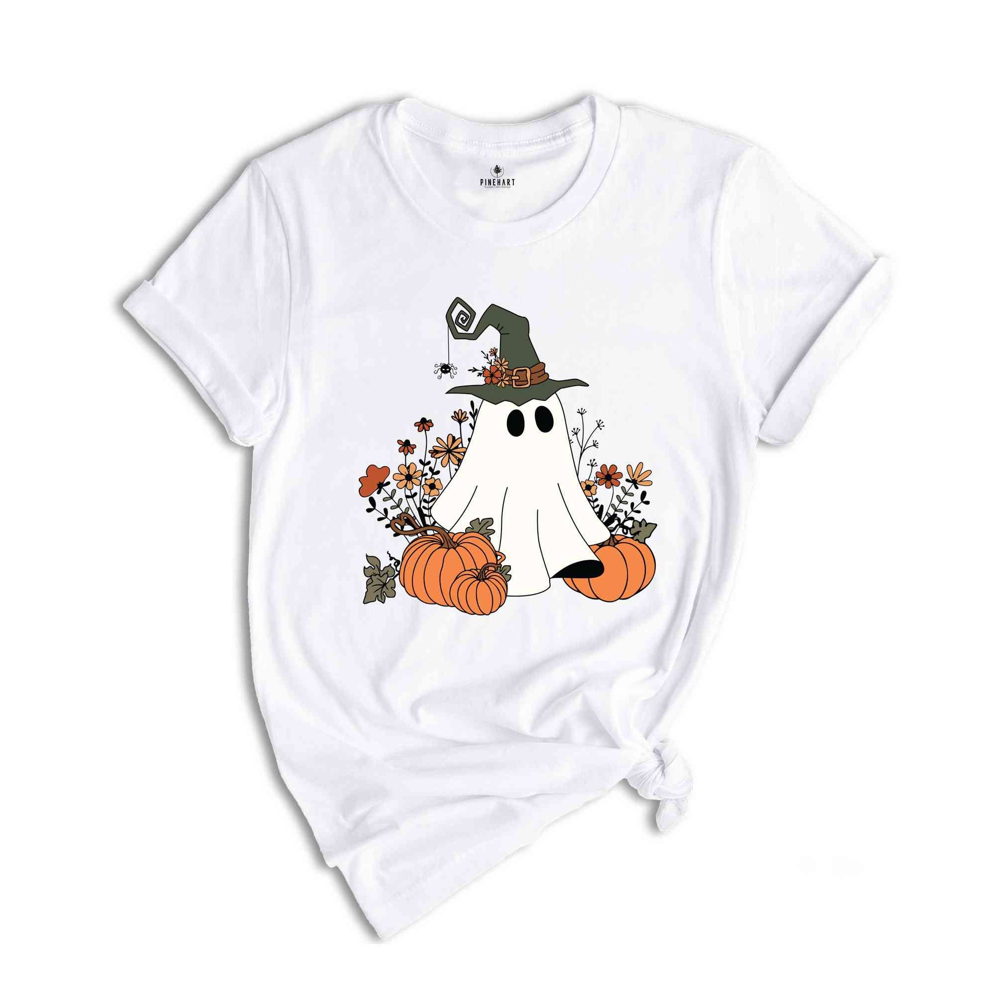 Retro Halloween Pumpkin Shirt, Vintage Floral Halloween Shirt, Retro Ghost Shirt, Vintage Ghost Shirt, Halloween Gifts