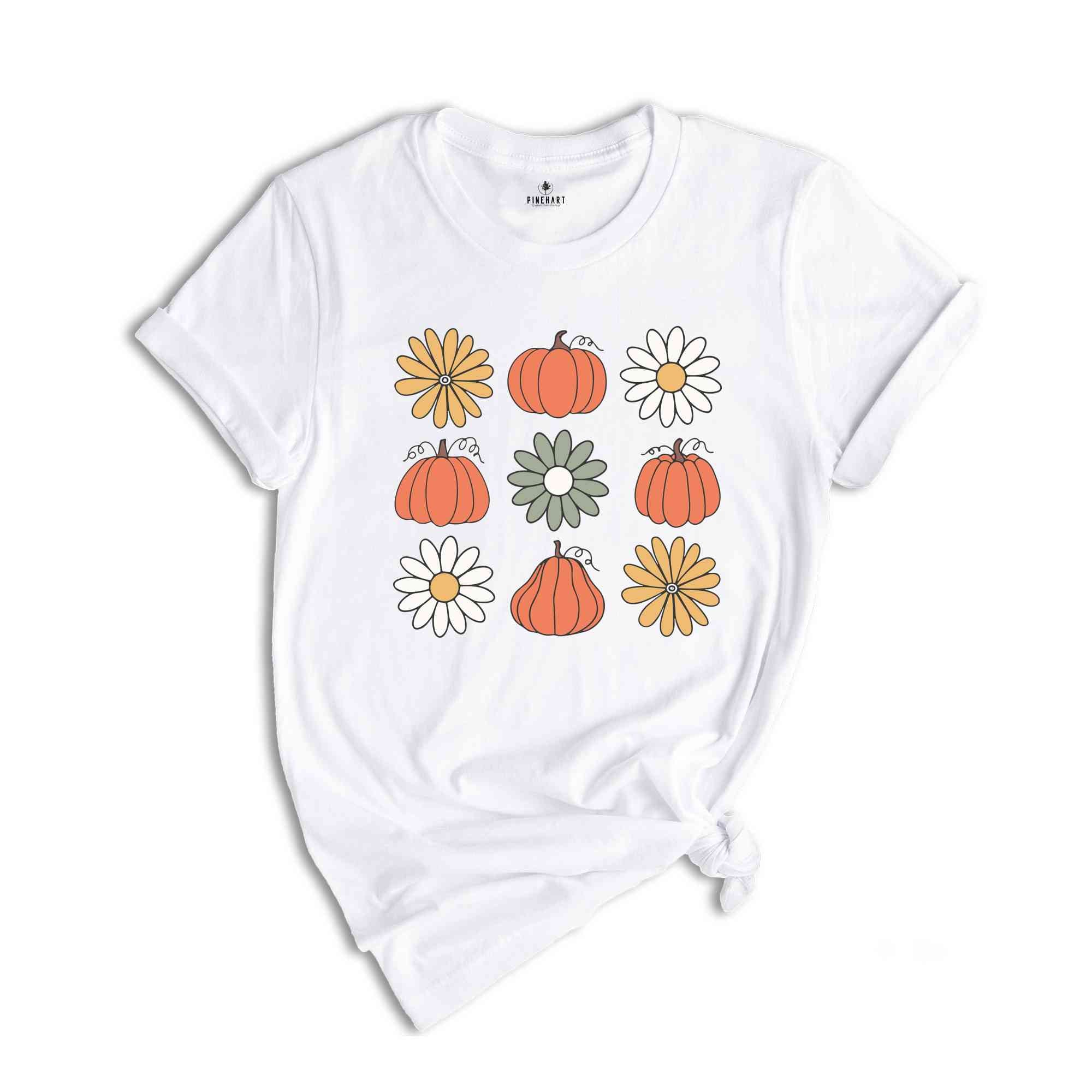 Pumpkins Flowers Halloween Shirt, Vintage Floral Pumpkins Shirt, Retro Pumpkin Shirt, Fall Shirt, Halloween Shirt, Retro Halloween Shirt