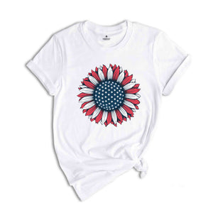 America Sunflower Shirt, USA Flag Flower Shirt, Gift For American, Freedom Shirt, Independence Shirt, Sunflower 4th Of July Shirt